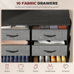 Homcom Fabric Chest Of Drawers, 10 Drawer Dresser For Bedroom, Charcoal Grey - thumbnail 4