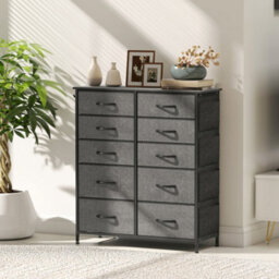 Homcom Fabric Chest Of Drawers, 10 Drawer Dresser For Bedroom, Charcoal Grey - thumbnail 9
