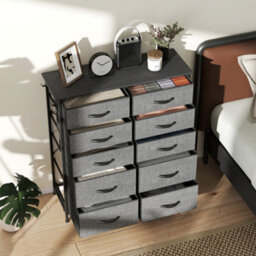 Homcom Fabric Chest Of Drawers, 10 Drawer Dresser For Bedroom, Charcoal Grey - thumbnail 8