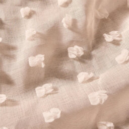 "Natual Pompom Tufted Voile Net Curtains Pair 2 Window Panels Slot Top Set 55"" Wide" - thumbnail 5