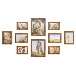LEDREM Set Of 10 Picture Frames, Two 20 X 25 Cm (8 X 10 Inches), Four 13 X 18 Cm (5 X 7 Inches), Four 10 X 15 Cm (4 X 6 Inches), Brown - thumbnail 2