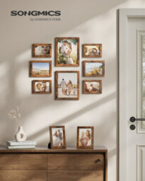 LEDREM Set Of 10 Picture Frames, Two 20 X 25 Cm (8 X 10 Inches), Four 13 X 18 Cm (5 X 7 Inches), Four 10 X 15 Cm (4 X 6 Inches), Brown - thumbnail 3