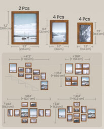 LEDREM Set Of 10 Picture Frames, Two 20 X 25 Cm (8 X 10 Inches), Four 13 X 18 Cm (5 X 7 Inches), Four 10 X 15 Cm (4 X 6 Inches), Brown - thumbnail 6