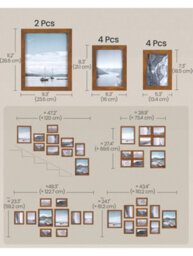 LEDREM Set Of 10 Picture Frames, Two 20 X 25 Cm (8 X 10 Inches), Four 13 X 18 Cm (5 X 7 Inches), Four 10 X 15 Cm (4 X 6 Inches), Brown - thumbnail 9