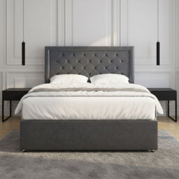 REGIONAL FURNISHINGS Divan Bed Set Steel Plush Velvet Upholstered 24Inch Headboard & 2Drawers Sameside & No Mattress In 3Ft 4Ft 4Ft6 5Ft 6Ft Sizes - thumbnail 3