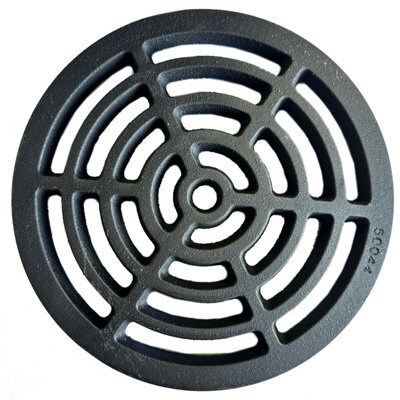 "9"" Diameter 229mm 10mm 3/8"" Thick Round Dished Circular Cast Iron Gully Grid/grate Heavy Duty Drain Cover Black Satin Finish"