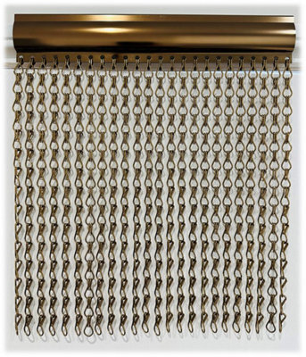 Curtains at Home Bronze Aluminium Chain Curtain Metal Door Curtain Insect Or Fly Screen Double Hook - Extra Wide - 150Cm X 210Cm Matching Header - image 1