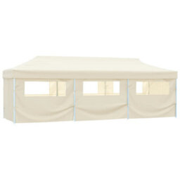 Walplus Folding Pop-Up Party Tent Garden Gazebo Canopy With 8 Sidewalls 3X9 M Cream
