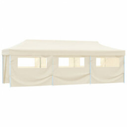 Walplus Folding Pop-Up Party Tent Garden Gazebo Canopy With 8 Sidewalls 3X9 M Cream - thumbnail 2