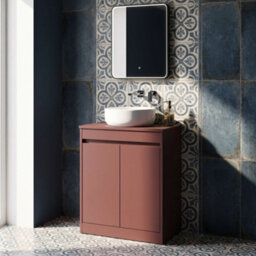 Balterley Chartley Contemporary Floor Standing 2 Door Vanity Unit With Laminate Worktop, 600mm, Smoked Red - thumbnail 4