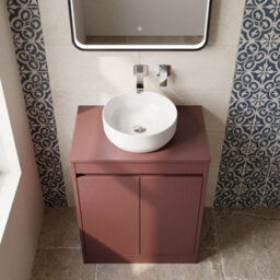 Balterley Chartley Contemporary Floor Standing 2 Door Vanity Unit With Laminate Worktop, 600mm, Smoked Red - thumbnail 3