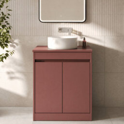 Balterley Chartley Contemporary Floor Standing 2 Door Vanity Unit With Laminate Worktop, 600mm, Smoked Red - thumbnail 2