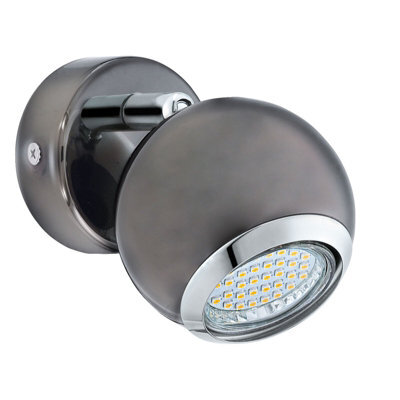 Stylish Round Wall Spot Light In Nickel Chrome With Gu10 Led Bulb - image 1