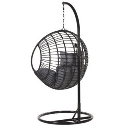 Beliani Hanging Chair With Stand Aspio Pe Rattan Black - thumbnail 6