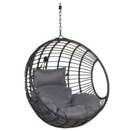 Beliani Hanging Chair With Stand Aspio Pe Rattan Black - thumbnail 7