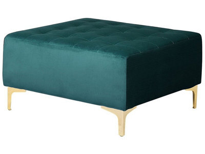 Beliani Aura Teal Velvet Tufted Ottoman Footstool With Gold Legs, W80 X D80 X H41Cm - image 1