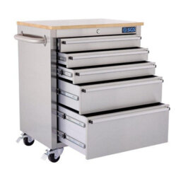 Sgs 26In Deluxe Roller Tool Cabinet, Stainless Steel, 5 Drawers, Sliders & Lock - thumbnail 3