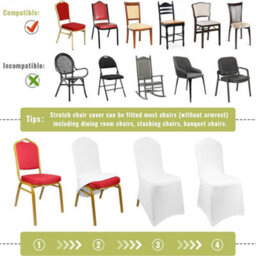 10Pcs White Chair Covers Dining Spandex Slip Seat Cover Wedding Party - thumbnail 5