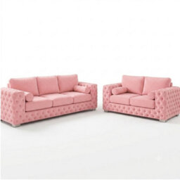 Stratus Interiors Ashley Light Pink Chesterfield Full Back Sofa Collection For Luxury Home Interiors-Set - thumbnail 2