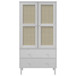 Berkfield Wardrobe Senja Rattan Look White 90X55X175 Cm Solid Wood Pine - thumbnail 5