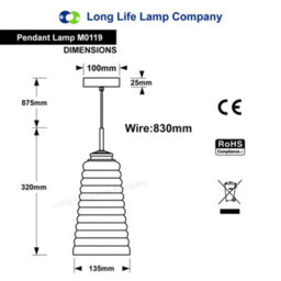Long Life Lamps Company Vintage Pendant Light Fitting Chrome Spiral Retro Glass Ceiling Light Shade Smoked Amber M0119 - thumbnail 2