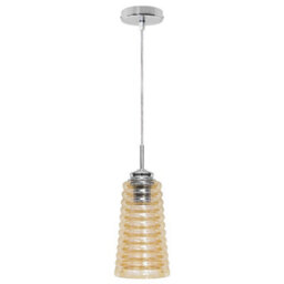Long Life Lamps Company Vintage Pendant Light Fitting Chrome Spiral Retro Glass Ceiling Light Shade Smoked Amber M0119 - thumbnail 4
