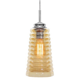 Long Life Lamps Company Vintage Pendant Light Fitting Chrome Spiral Retro Glass Ceiling Light Shade Smoked Amber M0119