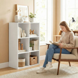 Homcom Industrial Storage Shelf, Bookcase, Bookshelf, White Wood Effect - thumbnail 7