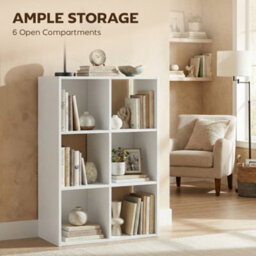 Homcom Industrial Storage Shelf, Bookcase, Bookshelf, White Wood Effect - thumbnail 4