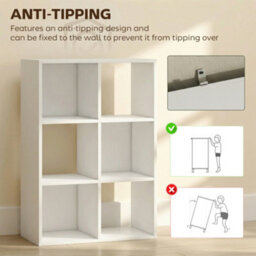 Homcom Industrial Storage Shelf, Bookcase, Bookshelf, White Wood Effect - thumbnail 5