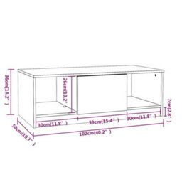 Berkfield Coffee Table Sonoma Oak 102X50X36 Cm Engineered Wood - thumbnail 8