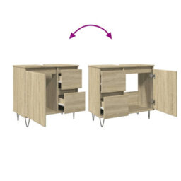 Berkfield Bathroom Cabinet Sonoma Oak 65X33X60 Cm Engineered Wood - thumbnail 6