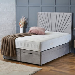 Bsspoke Silver Plush Velvet Bed Divan Ottoman Storage Bed 25Cm Orthopaedic Mattress & 138Cm Headboard In All Sizes - thumbnail 3