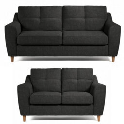 Furnishings For Less UK Baxter Charcoal Tufted Fabric Sofa Suite 3 Seater And 2 Seater Sofa - thumbnail 1