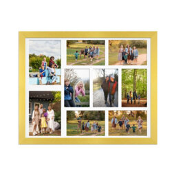 AK Frames 20X16 Gold Modern Multi Photo Frame With White Mount - Holds 9 Apertures (2X) 7X5, (7X) 6X4 Photos - thumbnail 1