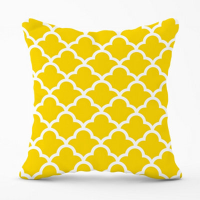 Warren Reed Designer Geometric Yellow Quatrefoil Wave Cushions 45Cm X 45Cm - image 1