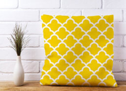 Warren Reed Designer Geometric Yellow Quatrefoil Wave Cushions 45Cm X 45Cm - thumbnail 2