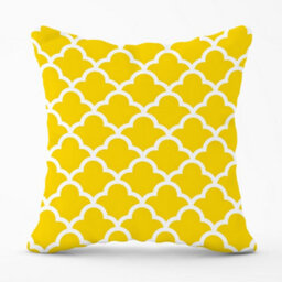 Warren Reed Designer Geometric Yellow Quatrefoil Wave Cushions 45Cm X 45Cm - thumbnail 1