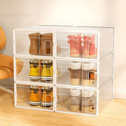 Living And Home White 12 Pcs Dustproof Plastic Shoe Storage Box