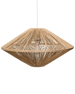 Wyld And Coco Natural Paper Rope Pendant Lamp Open-Weave Diamond Shade, 600mm Diameter, 1250mm Drop - image 1