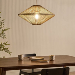 Wyld And Coco Natural Paper Rope Pendant Lamp Open-Weave Diamond Shade, 600mm Diameter, 1250mm Drop - thumbnail 2