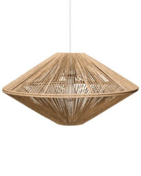 Wyld And Coco Natural Paper Rope Pendant Lamp Open-Weave Diamond Shade, 600mm Diameter, 1250mm Drop - thumbnail 1