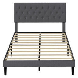 Levede King Bed Frame Upholstered Linen Fabric Soft Foam Headboard Wooden - thumbnail 3