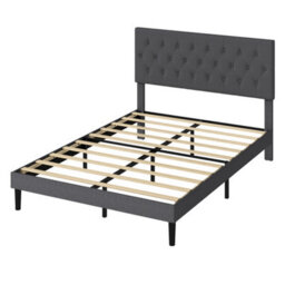 Levede King Bed Frame Upholstered Linen Fabric Soft Foam Headboard Wooden - thumbnail 2