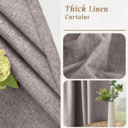 Oxford Homeware Eyelet Linen Effect Curtains Mocha Fully Lined 100% Blackout Thermal Insulated Curtain Pair (W)168Cmx(L)228Cm - thumbnail 6