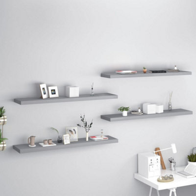 Berkfield Floating Wall Shelves 4 Pcs Grey 120X23.5X3.8 Cm Mdf - image 1