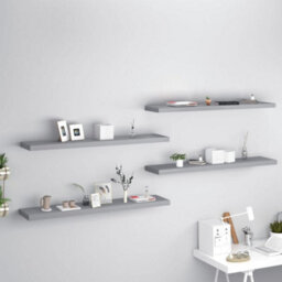 Berkfield Floating Wall Shelves 4 Pcs Grey 120X23.5X3.8 Cm Mdf - thumbnail 1
