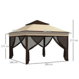 Outsunny 3 X 3(M) Pop Up Gazebo Tent With Netting, Height Adjustable, Beige - thumbnail 3