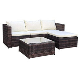 Evre Brown 4 Seat Outdoor Rattan Garden Furniture Sofa Set - Malaga With Coffee Table - thumbnail 1