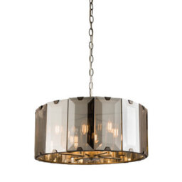 Anson Lighting Tana 8Lt    Gloss Slate Grey And Smoked Cut Glass Pendant Multi Arm Glass